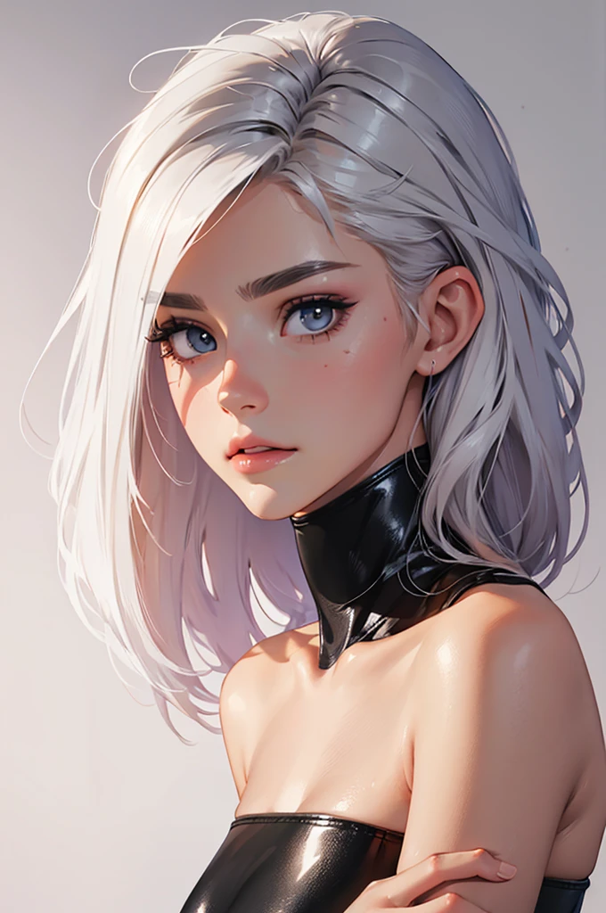 super high quality, (8k, RAW photo, realistic), detailed and delicate depiction and flashy and dynamic painting method, white messy medium ponytail, very beautiful woman, annoying sexy expressions, shining blue big eyes, medium breasts, ass, slender, one hand grabbing_own_breast and one hand grabbing_own_between legs, red big thick lips, wearing red micro thong bikini, background colorful wall, iridescent, professional flare lighting, (close up:1.3), (topless:1.4), (small breasts:1.5)