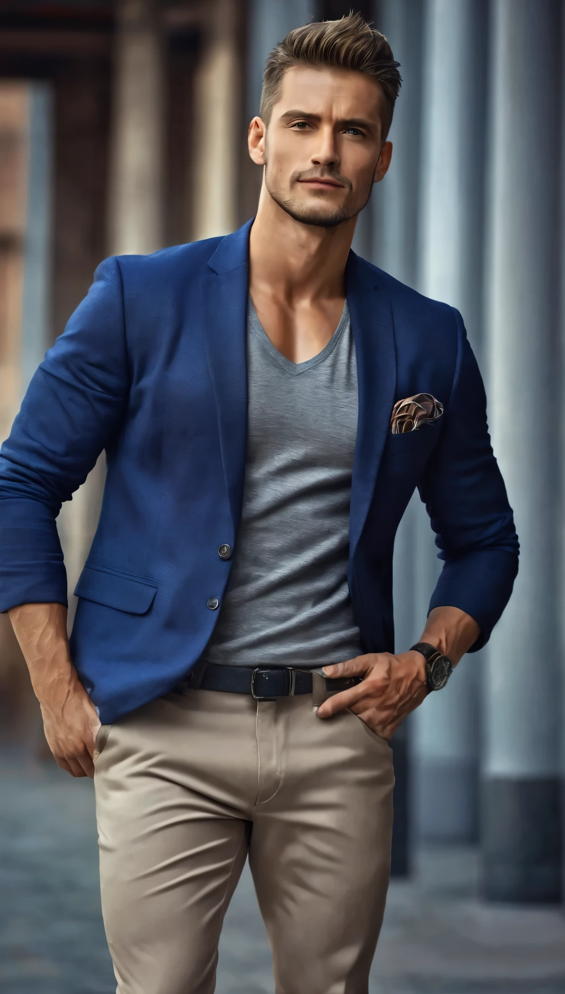 ((a handsome man, male model modern clothing, Full length portrait: 1.5)), (Best Quality, 4k, 8k, High resolution, masterpiece: 1.2), ultra detailed, (realist, photorealist, photorealist : 1.37), HdR, HD, studio lighting, Ultrafine paint, sharp focus, Physically based representation, extremely detailed description, professional, vivid colors, bokeh, dramatic lighting, cinematographic composition