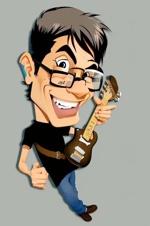 cartoon of a man with glasses holding a guitar and smiling, in cartoon style, cartoon artstyle, caricature!!!, toon rendering, digital art cartoon, !!! very coherent!!! vector art, cartoon digital art, cartoon portrait, cartoon image, 2 d cartoon, 2d cartoon, caricatural, cel shaded!!!, cartoon character, cartoon still, charicature, edd, 8k