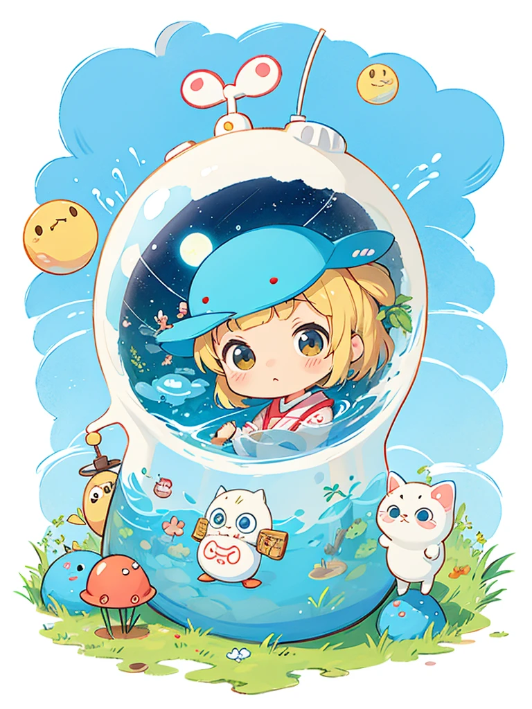 hayao miyazaki style, Kawaii Design, The most beautiful girl of all time、Chibi, Cute Alien、Mars exploration、
