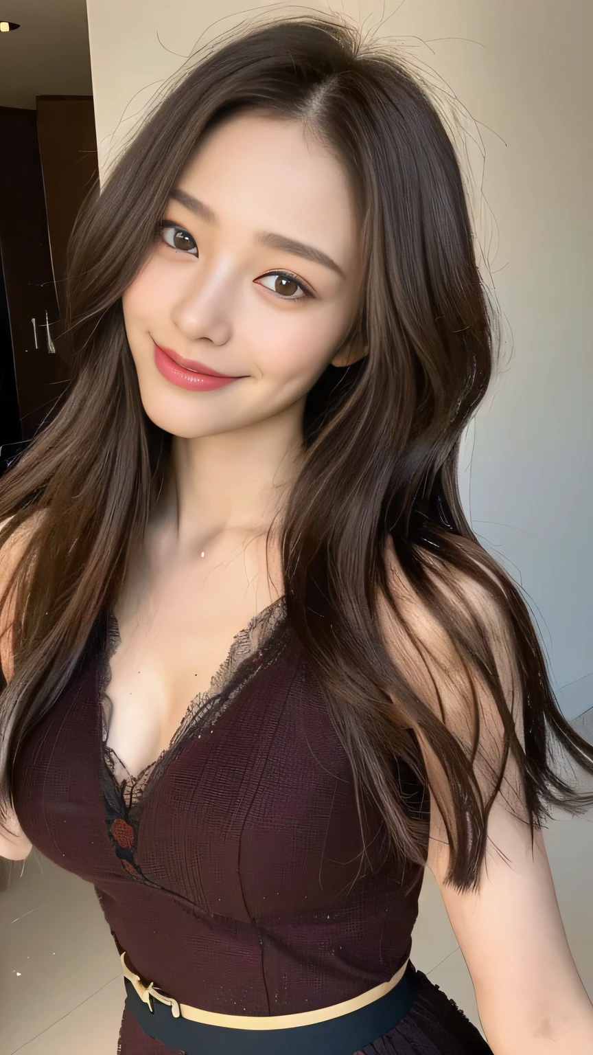 seed:2020674263.((Full body angle:1.1)).((Highest quality, 8k, masterpiece:1.3)), ((from below:1.1)).concentrated:1.2, Perfect body beauty:1.4, Hips:1.2, ((Delicate Hair)), (Colorful waist cinematographed dress :1.1) , ((Highest quality、8k、masterpiece:1.3))、1girl、A sloppy smile、Esbian all over body、Slim face、Big 、Beautiful woman、(Dark Brown Hair)、Long Hair、1.1、Flickering Valley、Detailed eyes、double eyelid、Blurred Background、超Slim face、Smile、Looking down、stroll、