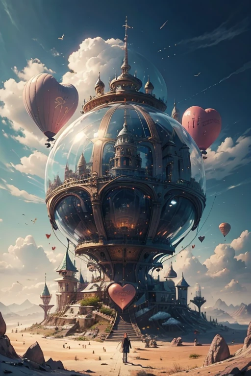 A fantasy world based on heart shaped balloons