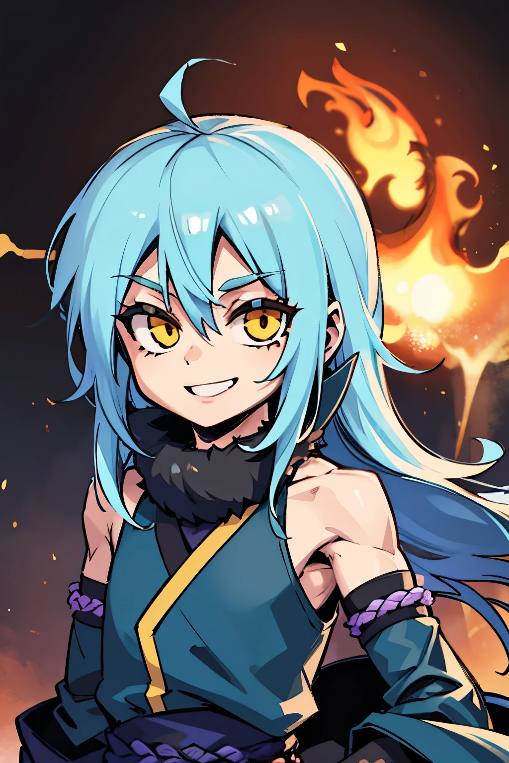 rimuru, smiling, masculine, solo, retrato, front.