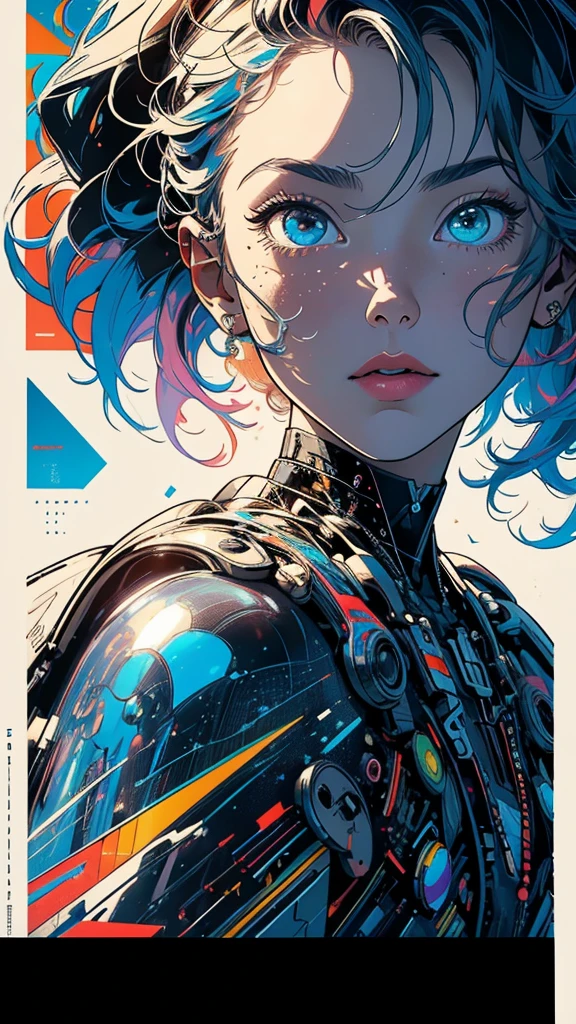 (((masterpiece, highest quality))),(((solo:1.2))),(((1girl:1.2))),32k wallpaper, very detailed, poster, vintage science fiction,(((((geometric cinematic movie poster))))), ((bauhaus)),(shape),(((abstract))),(mid century modern),movie poster,(((((portfolio))))),(((((Close-up))))),(((((bust up))))),((((more various angle)))),(((highlight))),Vast landscape,((((heterochromia)))),(((complete. detailed face))),(((Extremely talented))),(((most complecated machine))),(Colorful color scheme)