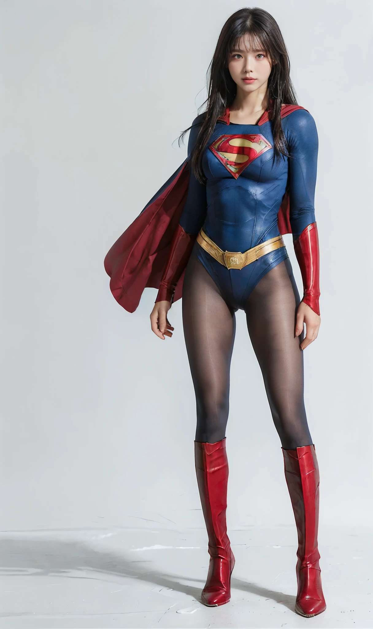 No background、(((Beautiful legs in black tights.)))、(((Legally express the beauty of your smile)))、((((Make the most of your original images)))、(((体にぴったりフィットするSupergirl Costume)))、(((Supergirl Costume)))、(((short and beautiful hair)))、(((suffering)))、(((Please wear black tights....、Wear red boots)))、((Best image quality、8k))、((Highest quality、8k、masterpiece:1.3))、(((Preserve background )))、Sharp focus:1.2、Beautiful woman with perfect figure:1.4、Slim Abs:1.2、Wet body:1.5、Highly detailed face and skin texture、8k