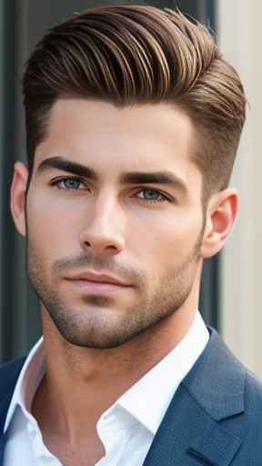 A handsome American man focus on the face