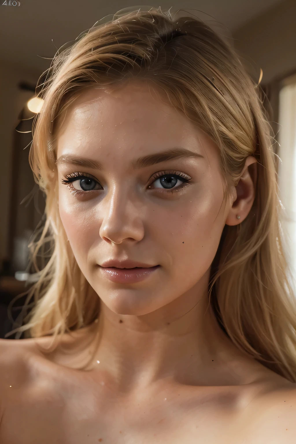 a beautiful blonde girl taking a selfie, extremely detailed eyes and face, long eyelashes, soft skin, delicate facial features, warm and natural lighting, shallow depth of field, photorealistic, digital painting, vibrant colors, (best quality,4k,8k,highres,masterpiece:1.2),ultra-detailed,(realistic,photorealistic,photo-realistic:1.37),intricate details, high resolution, cinematic lighting