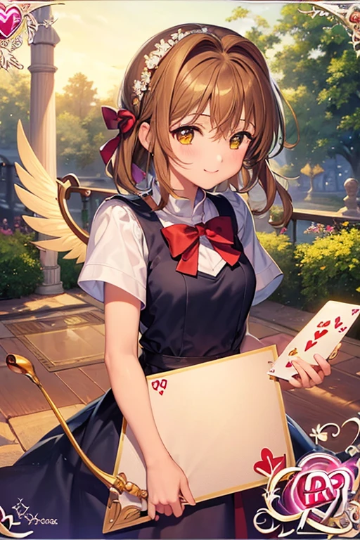 Highest quality, masterpiece, Ultra-high resolution, Detailed Background, An illustration, single, 1 girl, Depth of written boundary, (Card Captor Sakura:1.2),cute,Girl,shy,nsfw, smile, Upper Body, School