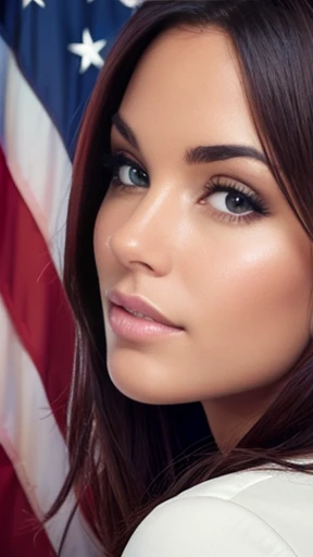 A beautiful American woman focus on face