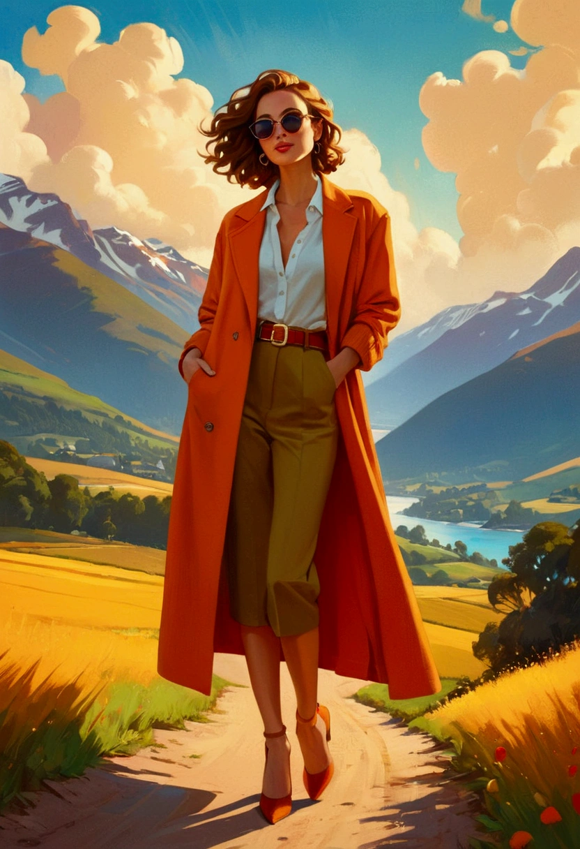 a Fashion Model, fun and stylish Fashion, full body, by dan mumford, 35mm photograph, bokeh, cinematic still, (best quality, masterpiece), very aesthetic, perfect composition, photorealistic, intricate details, ultra-detailed, vivid colors