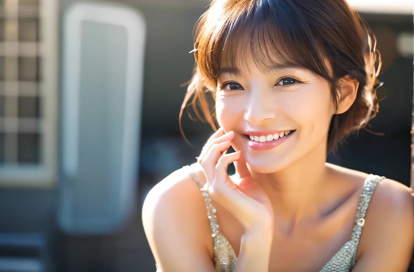 50 years old、smile、Lady、elegant、grace、Shining Eyes、stare、