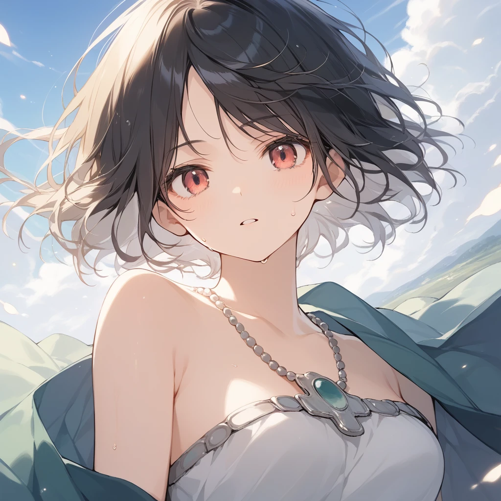 score_9, score_8_up, score_7_up, source_anime, best quality, masterpiece, official art, absurdres, highres, ultra-detailed,waifu2x,Collection: Slice of Life,break,1girl, dragon quest, tomboy, short hair, breasts, open eyes, beautiful detailed eyes, expressionless, sweat, parted lips, sleepily,  outdoors, wind,break,(clear line illustration:1.2), super detailed skin,very high resolution, very aesthetic, Best sexual lighting powered by famous artist, 8k,cute picture,beauty illustration,photoshop_(medium),,(Detailed Lighting),best anime 8k konachan wallpaper, pixiv contest winner, 