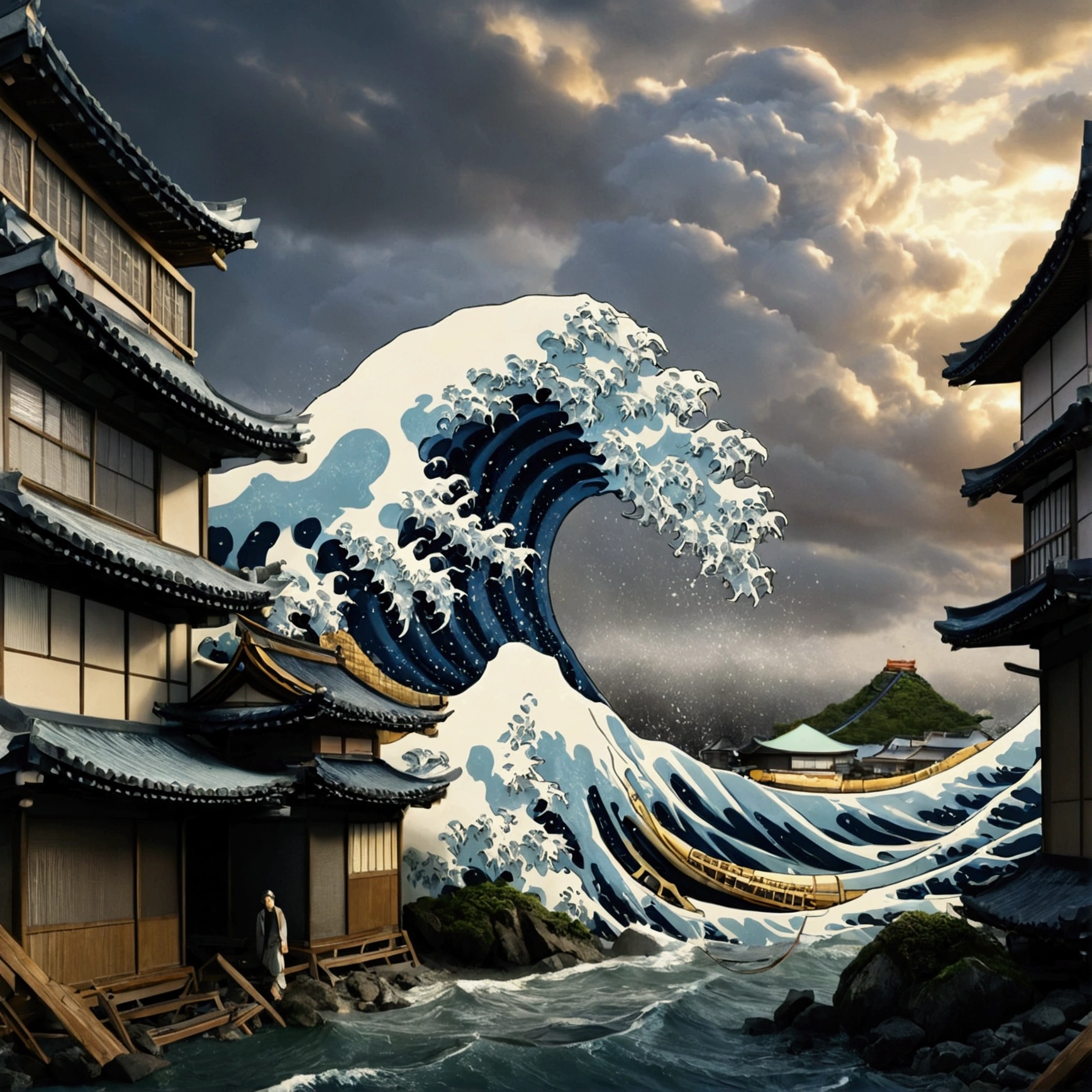 tsunami，Armageddon，The Great Wave，Remains，A dilapidated city creates a cinematic streetscape