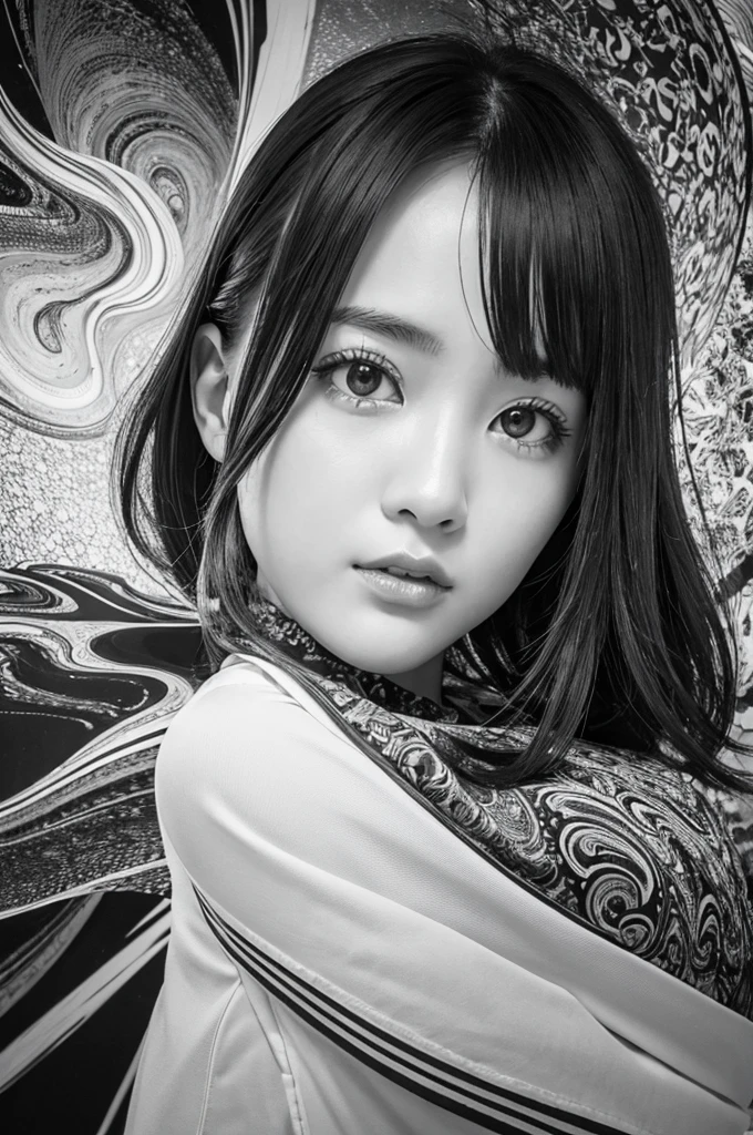 
### Prompt example:

Background with abstract black and white swirling design、Portrait of a beautiful Japanese girl。The beautiful girl has a beautiful face、Have short straight hair、Gives a neat and clean impression。The costume is a monotone robe.、Black and white contrast design。Although it is a thin fabric、You can see the sturdy stitching.。

The beautiful girl folded her arms in front of her chest.、Posed looking straight ahead。The background design、With an abstract pattern like swirling clouds、It brings out the mysterious atmosphere of the beautiful girl.。The lighting is soft and even、The texture of the skin and the facial expression of the beautiful girl are captured in detail.。

As a photographic technique、Make use of the contrast between the subject and the background、Creates a deep three-dimensional effect。The vertical composition captures the beautiful girl&#39;s posture and the background design in a well-balanced way.、We strive for harmony throughout the。While still achieving a super-realistic, live-action finish、It is a piece that exudes a fantastic atmosphere.。

---