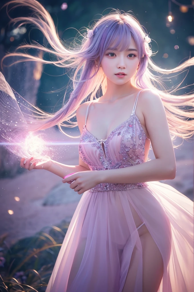 (fluorescent colors:1.4),(translucent:1.4),(retro filters:1.4), (fantasy:1.4), candy world Disney land ethereal soft fluffy soft landscape forest snowavatar Pastel pink sky green blue sparkle ethereal light pastel whimsical light rainbow stars diamonds sparkle gemstone background hyper realistic Ultra quality cinematic lighting immense detail Full hd painting Well lit,