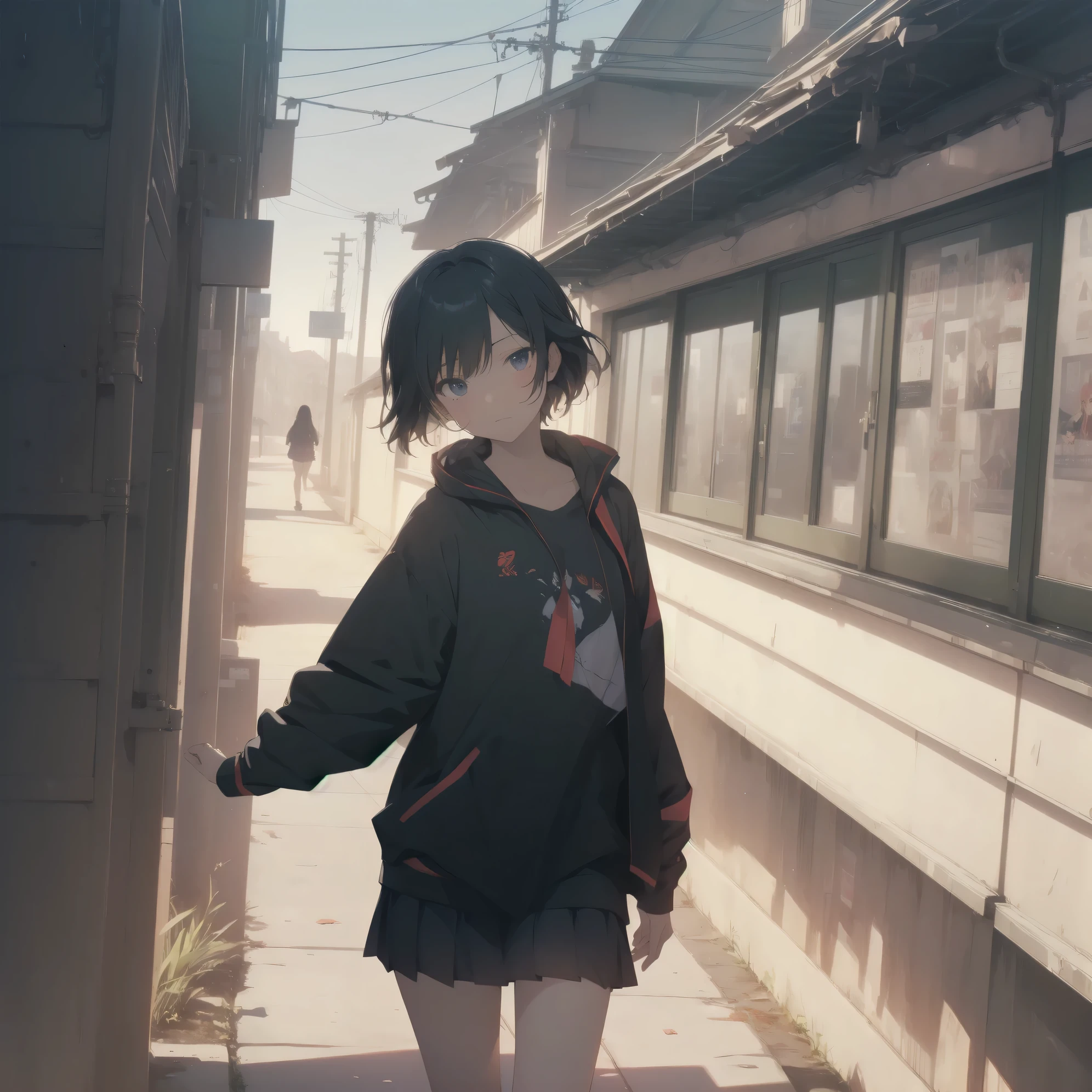 ultra-absurdres-Top quality by artist God, ultra-detailed, high resolution, anime moe artstyle, best anime 8k konachan wallpaper, pixiv contest winner, pool:2810, perfect anatomy,break, 1girl, (Please draw a girl walking sleepily to school alone. )break,(Solo,little female, 13-year-old:1.3),Full limbs, complete fingers,a junior high school student, (very short hair), short cut, flat chest, , small butt, small black eyes, beautiful detailed eyes, well-proportioned iris and pupils, expressive eyes, highres detailed hair, soft expression, salor school_uniform, sailor collar, serahuku, bow, pleated skirt,(Detailed Lighting), (Detailed background), in the School commute route. break,super detailed skin, Best cinematic lighting powered by famous artist, 8k,beauty illustration,photoshop_(medium),very aesthetic,break,((artist:anti_(untea9) )), artist:clamp ,artist:carnelian ,artist:kantoku ,