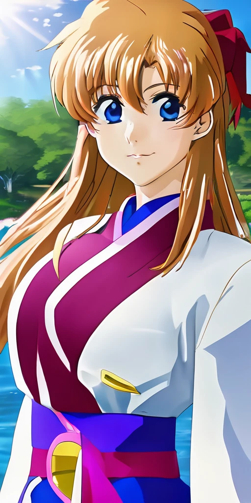 64k,超High resolution,超Highest quality,masterpiece,Hyperrealistic,Full body photo,Full body angle,Whole Body Ezbian,Surreal,Very detailed:1.3,Ultra-realistic:3.0,masterpiece,Detailed eyes,Detailed skin,Detailed face,Shiny skin,Detailed Hair,White skin,Perfect lighting,Glossy Lips,wallpaper,京都animeーション, animeカラーリング ,Sunrise,Klein Lake,GundamSEED,2024 Era \(style\),masterpiece, Highest quality, High resolution, anime, Lacus 1, One girl, alone, Pink Hair, Straight hair, hair ornaments, White sleeves, blue eyes, White Dress, Purple Skirt, Long skirt,Dress,Swimsuit,Yukata, Very long hair, Bare shoulders, Large Breasts, smile, Gundam, In the water lake,retro artstyle,