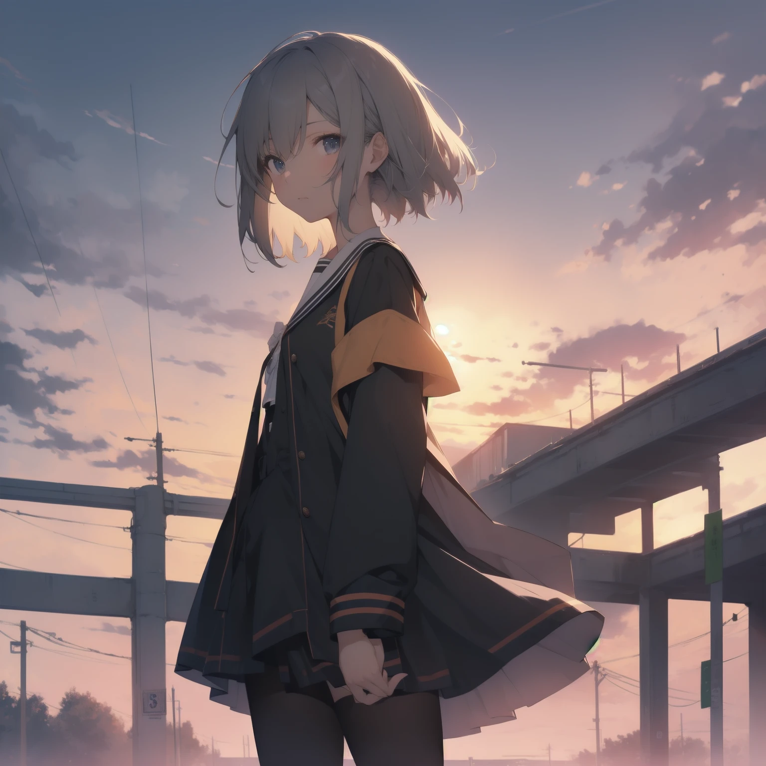 ultra-absurdres-Top quality by artist God, ultra-detailed, high resolution, anime moe artstyle, best anime 8k konachan wallpaper, pixiv contest winner, pool:2810, perfect anatomy,break, 1girl, (Please draw a girl walking sleepily to school alone. )break,(Solo,little female, 13-year-old:1.3),Full limbs, complete fingers,a junior high school student, (very short hair), short cut, flat chest, , small butt, small black eyes, beautiful detailed eyes, well-proportioned iris and pupils, expressive eyes, highres detailed hair, soft expression, salor school_uniform, sailor collar, serahuku, bow, pleated skirt,(Detailed Lighting), (Detailed background), in the School commute route. break,super detailed skin, Best cinematic lighting powered by famous artist, 8k,beauty illustration,photoshop_(medium),very aesthetic,break,((artist:anti_(untea9) )), artist:clamp ,artist:carnelian ,artist:kantoku ,