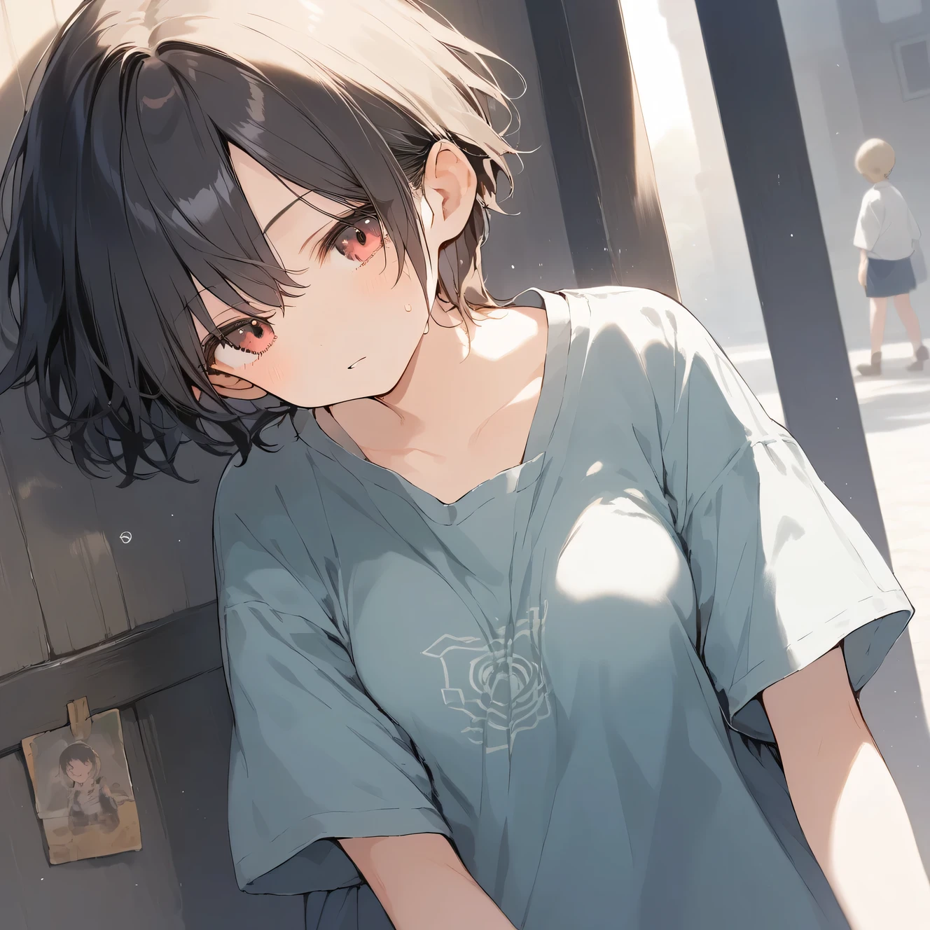 score_9, score_8_up, score_7_up, source_anime, best quality, masterpiece, official art, absurdres, highres, ultra-detailed,waifu2x,Collection: Slice of Life,break,1girl, dragon quest, tomboy, short hair, breasts, groin, open eyes, beautiful detailed eyes, expressionless, sweat, parted lips, sleepily, outdoors, wind,break,(clear line illustration:1.2), super detailed skin,very high resolution, very aesthetic, Best sexual lighting powered by famous artist, 8k,cute picture,beauty illustration,photoshop_(medium),,(Detailed Lighting),best anime 8k konachan wallpaper, pixiv contest winner,