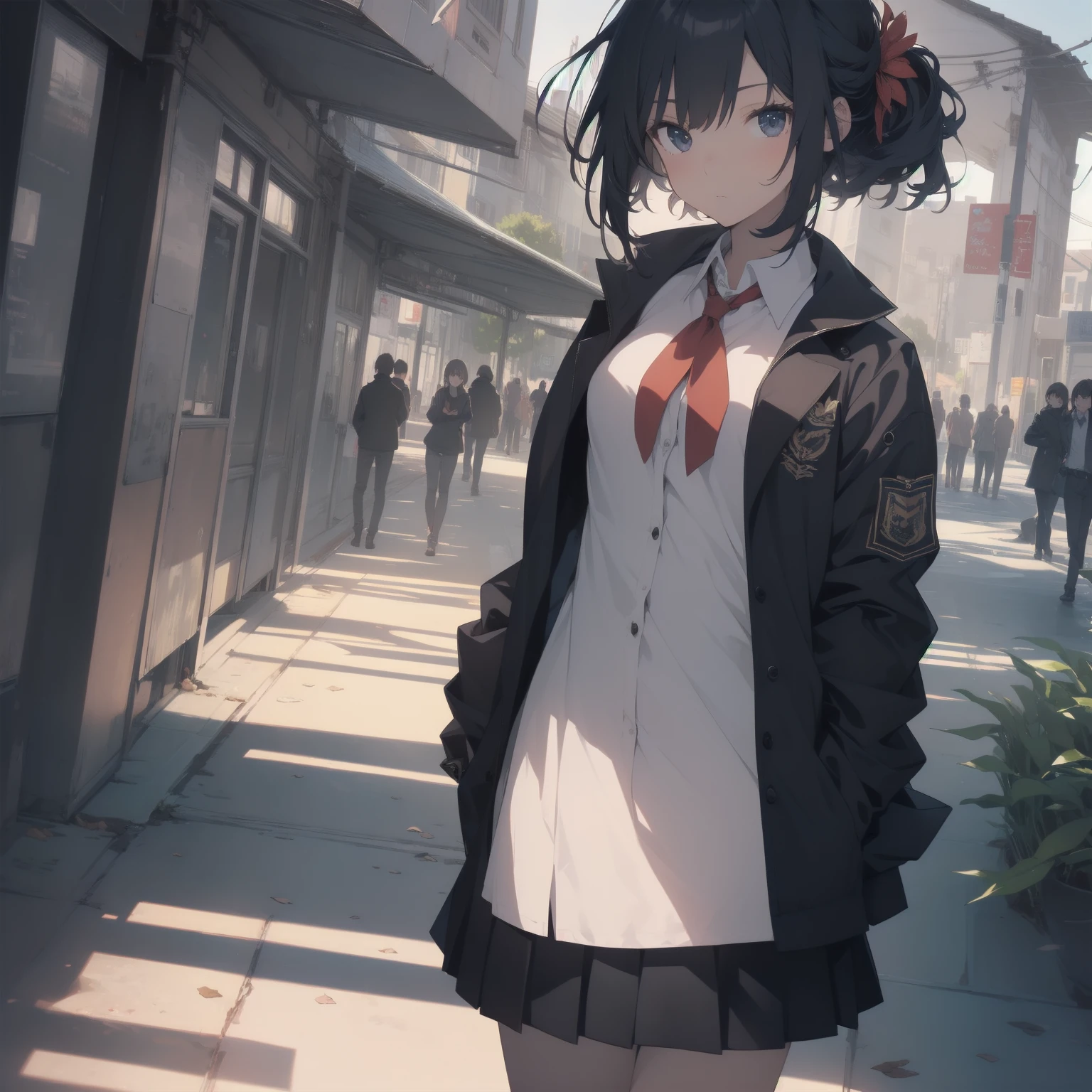 ultra-absurdres-Top quality by artist God, ultra-detailed, high resolution, anime moe artstyle, best anime 8k konachan wallpaper, pixiv contest winner, pool:2810, perfect anatomy,break, 1girl, (Please draw a girl walking sleepily to school alone. )break,(Solo,little female, 13-year-old:1.3),Full limbs, complete fingers,a junior high school student, (very short hair), short cut, flat chest, , small butt, small black eyes, beautiful detailed eyes, well-proportioned iris and pupils, expressive eyes, highres detailed hair, soft expression, salor school_uniform, sailor collar, serahuku, bow, pleated skirt,(Detailed Lighting), (Detailed background), in the School commute route. break,super detailed skin, Best cinematic lighting powered by famous artist, 8k,beauty illustration,photoshop_(medium),very aesthetic,break,((artist:anti_(untea9) )), artist:clamp ,artist:carnelian ,artist:kantoku ,
