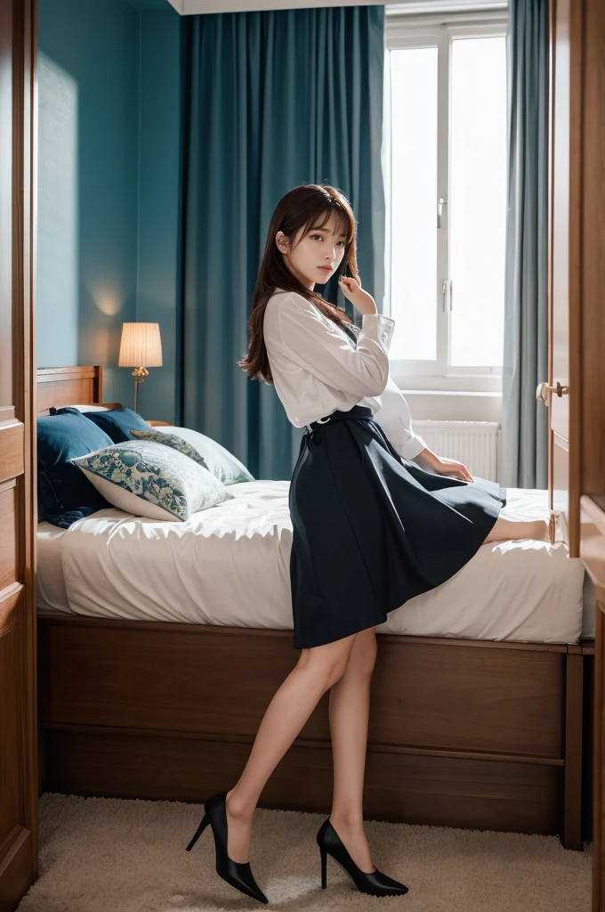 Dominant、High-quality images、Full body image、Contemptuous gaze、Korean women、spy、bedroom