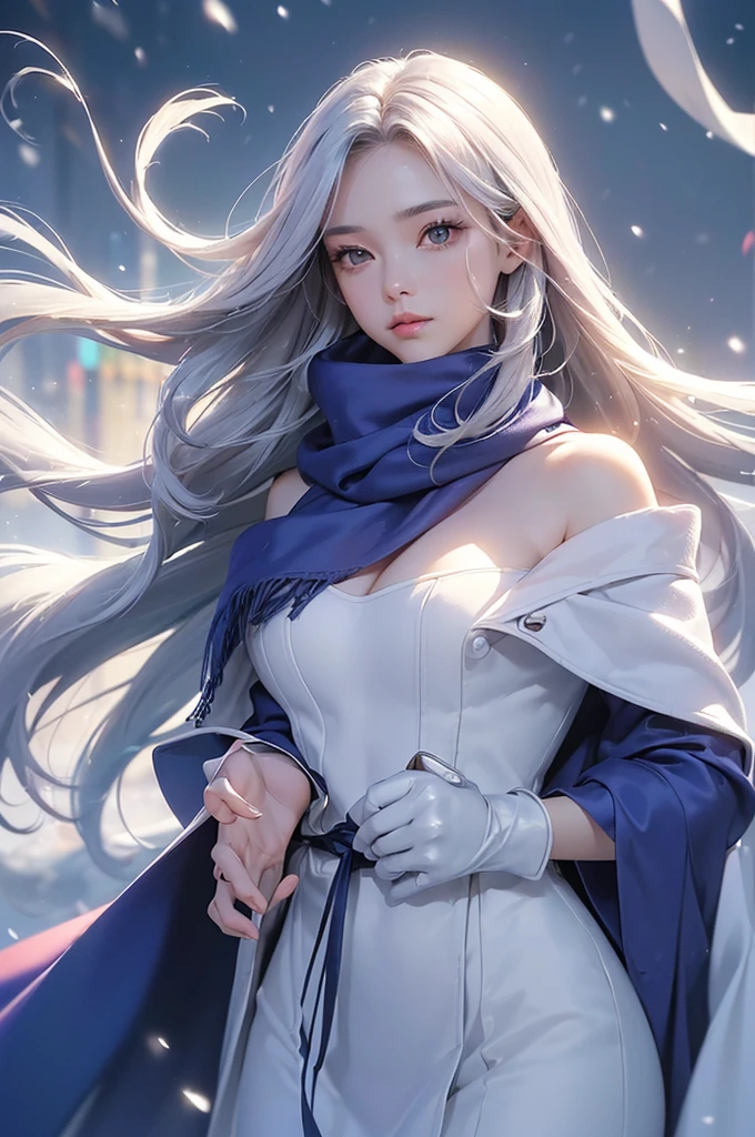 (From the waist up:1.5)((masterpiece:1.5、8k、Portraiture、フォトリアリスティックでVery detailedなCG、Very detailed、Particle Effects、Dynamic Effects、Written boundary depth、Cinematic Light、Lens flare、Ray Tracing、Tabletop、Realistic:1.4、Ultra-high resolution:1.2))((1girl, honeystyle, winter, Turtleneck dress,Sleeveless、Woman in a black fur coat:1.4、sideboob、bright表情、young, bright, Whiter skin、Small breasts:1.4、Cute Face、Grey hair with shiny highlights:1.8、bright and shiny hair,、Arranged Hair、Hair dancing in the wind))(morning、In the background is a snowy hill overlooking the ruins....)