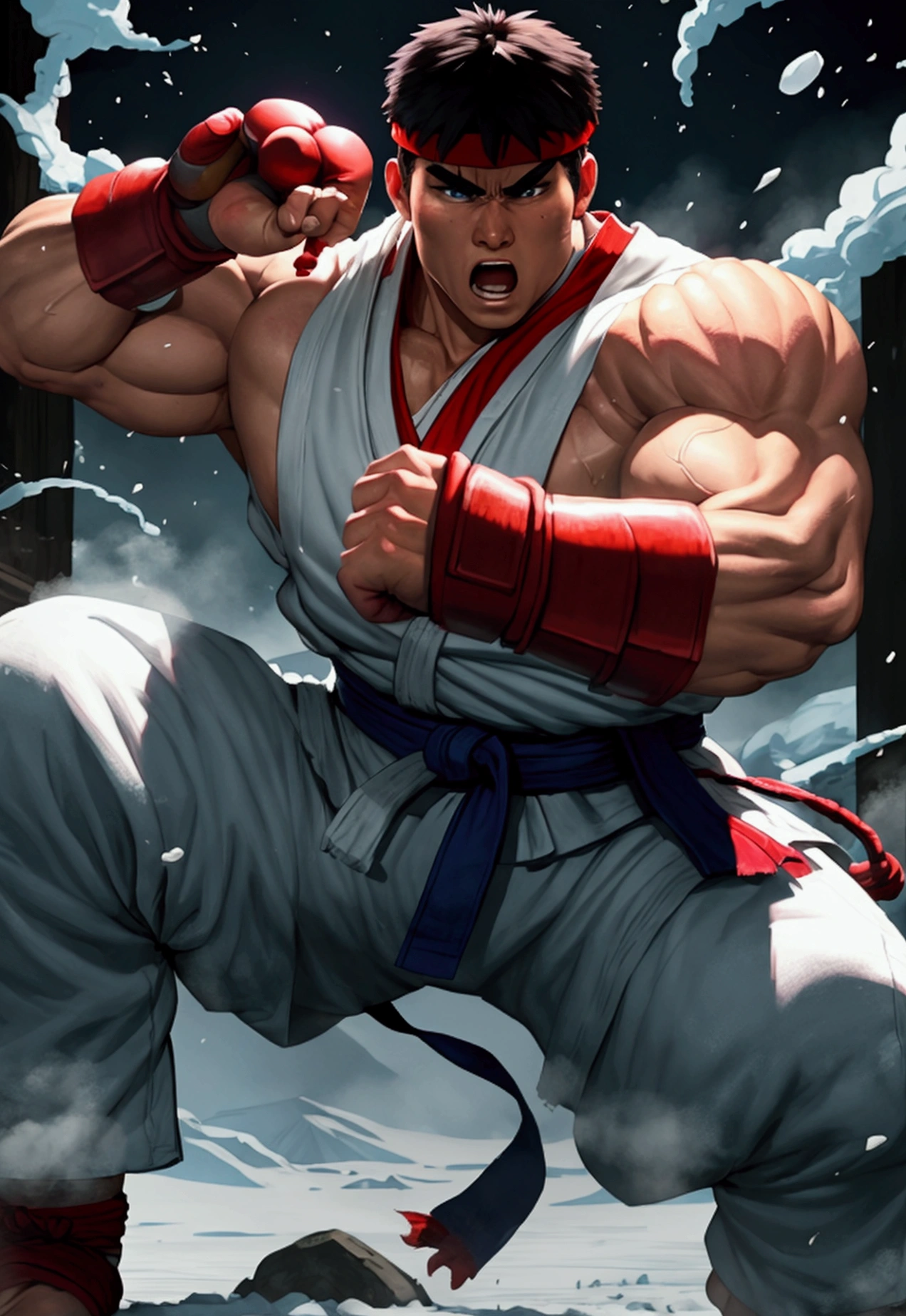 RYU de Street fighter con NIEVE