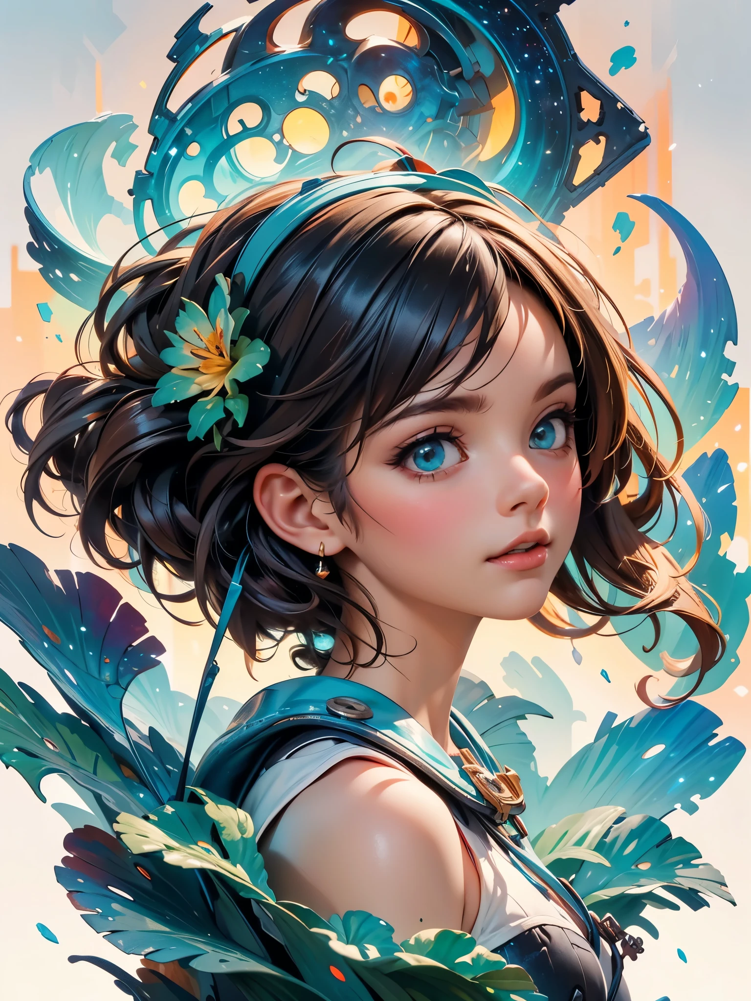Young princess dreaming of nebula and galaxies, shooting stars, vibrant colors, night time sky background 8k resolution concept art by Greg Rutkowski dynamic lighting hyperdetailed intricately detailed Splash art trending on Artstation triadic colors Unreal Engine 5 volumetric lighting Alphonse Mucha WLOP Jordan Grimmer orange and teal