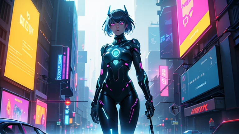 a futuristic digital world, a girl with glowing cybernetic eyes, dynamic holographic displays, neon cityscapes, seamless connectivity, augmented reality, cyberspace, advanced AI, hyper-personalized digital assistant, ethereal lighting, glowing circuits, vibrant colors, photorealistic, 8k, hyperdetailed, concept art, cinematic composition, moody atmosphere, dramatic lighting