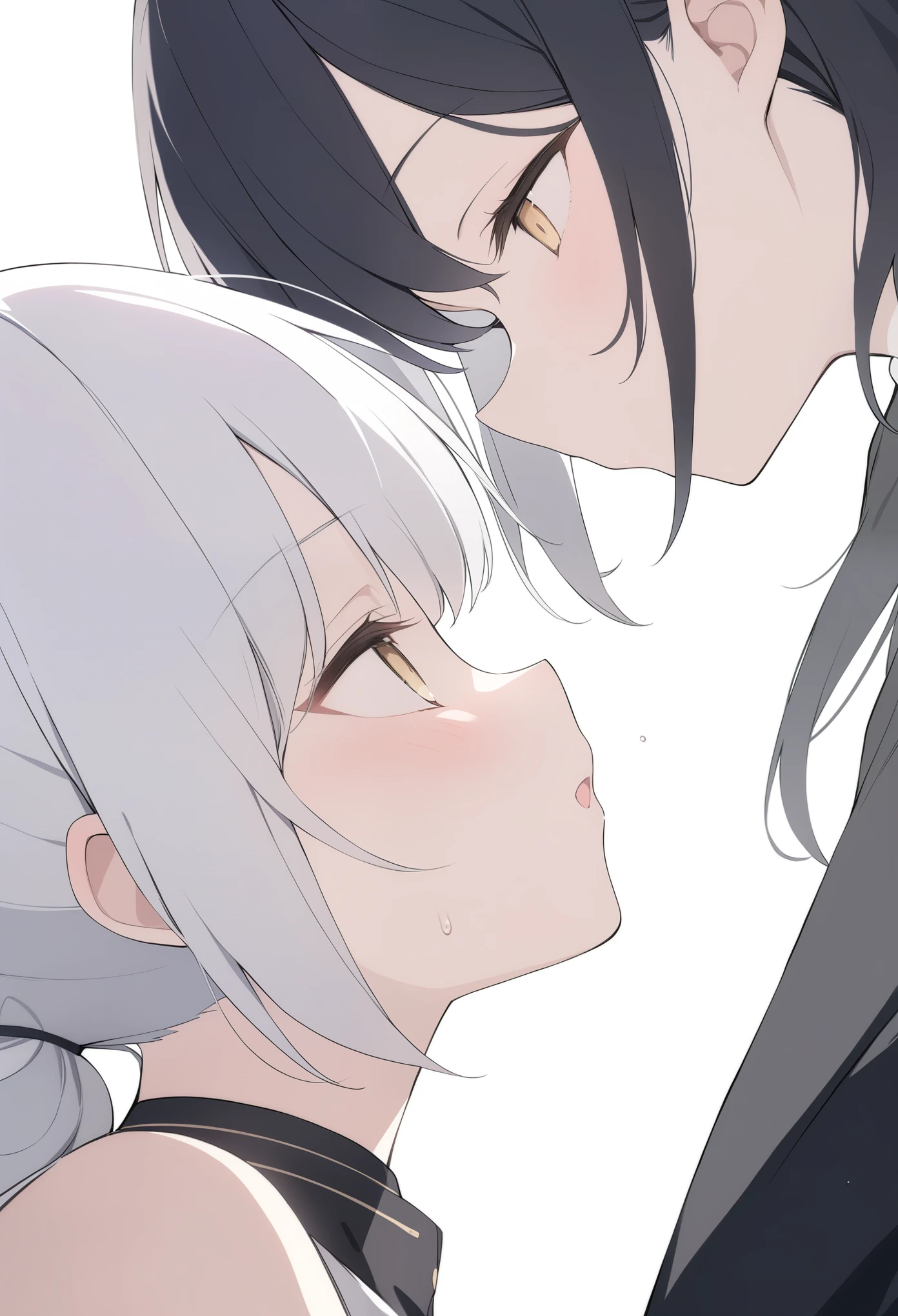 masterpiece, Highest quality,
白いkomeiji koishi, white hair,White World Black Komeiji Koishi, detailed black hair,Black world Two people facing each other