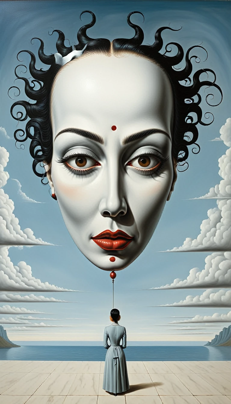 unconscious mind - a malay woman - feel angry, depression, anxiety, under pressure, over thinking. full of lies and demon, bad and good, sin and reward, repentless - horror surrealist style, surrealist artwork, dream like, René Magritte style, Salvador Dalí style, Rene Magritte style, highly detailed, masterpiece, painting-like, HD