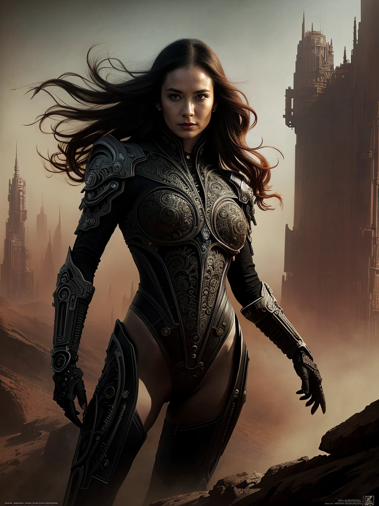 by Kuang Hong and Julie Bell, gothic futurism, a human colony on Mars faces challenges , hyper detailed, professional poster art, bold lines, award winning, trending on ArtStation , (intricate details, masterpiece, best quality:1.4), looking at viewer, dynamic pose
in the style of nicola samori