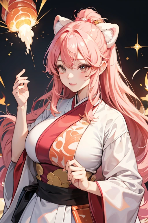 Suki Sake is a sushi girl bear made out of white rice with a basic squinting expression. sHe has a big slice of salmon on her head with wavy patterns. Her ears are pink and poke out from the salmon. SPARKLE; GLITTER