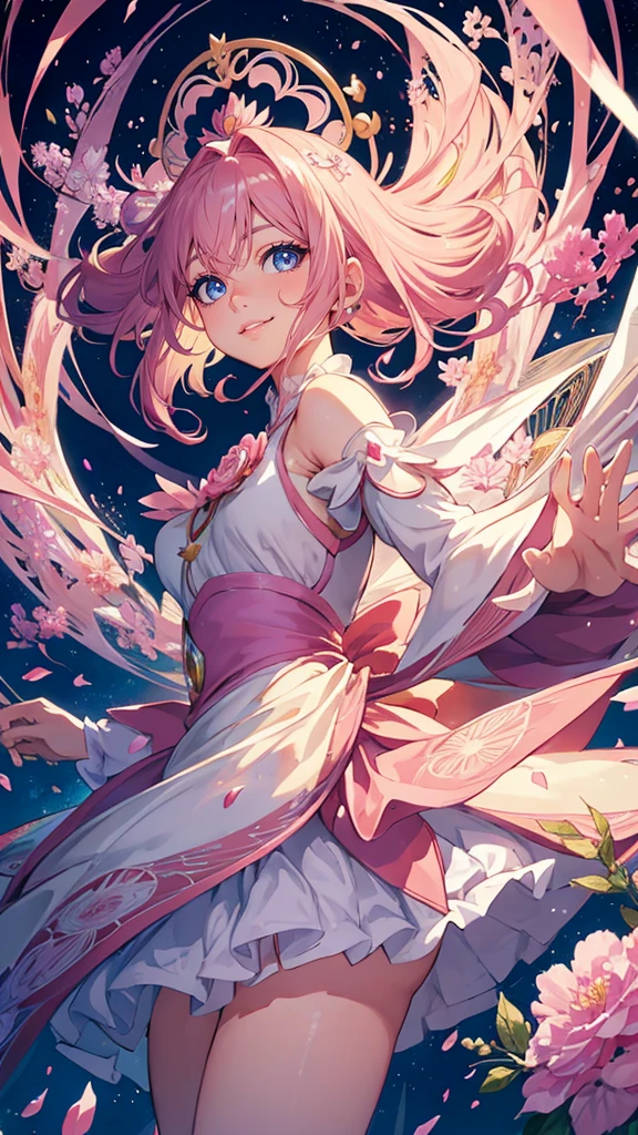 Official Art, unity 8k wallpaper, Very detailedな, Beautiful yet fleeting、beautiful, masterpiece, Highest quality, Japanese style,Pink carnation (zenTangle, Mandala, Tangle, enTangle), Flower Ecstasy,((Madoka Kaname)) One Girl, Very detailed, Dynamic Angle, Twin-tailed cowboy shot, The most beautiful form of chaos, ((Magical girlまどか☆マギカ)).elegant, Brutalist Design, Vibrant colors, Romanticism, James Jean, Robbie Dawi Anton, Ross Tran, Francis Bacon, It was very cold, Adrianne&#39;genius, Petra Cortright, Gerhard Richter, takato yamamoto, Ashley Wood, Atmospheric,Pink clothes、Pink Hair、Magical girl