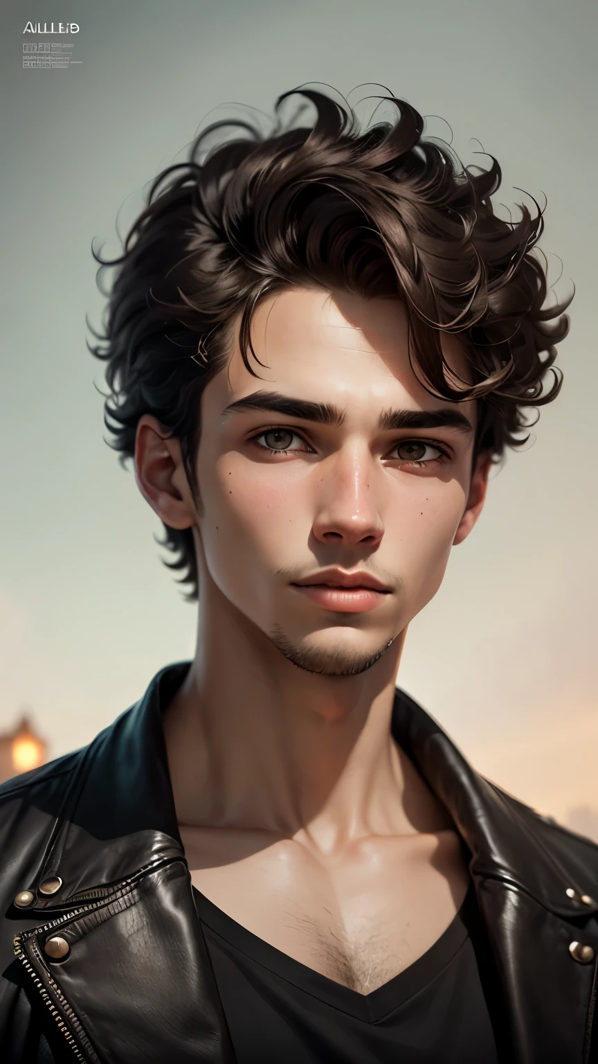 a portrait of a young man with curly and cut hair, album cover art, arte de Alastair Reynolds