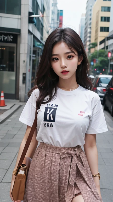 solo , 1girl , Thai girl , shirt hiphop styes , mid breast , skirt hiphop styes