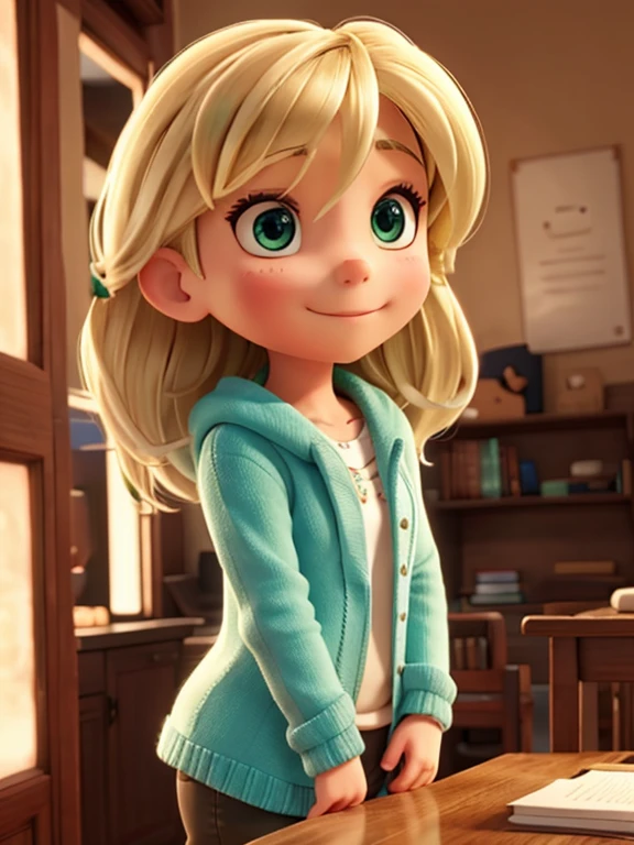 blonde, greeneyes, Talking with a friend