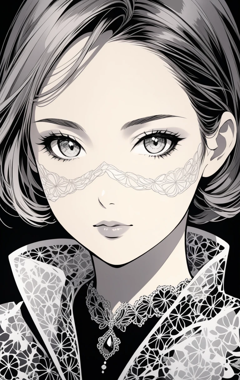 1girl,elegant,Portrait Photogram,detailed gorgeous face,Face lines