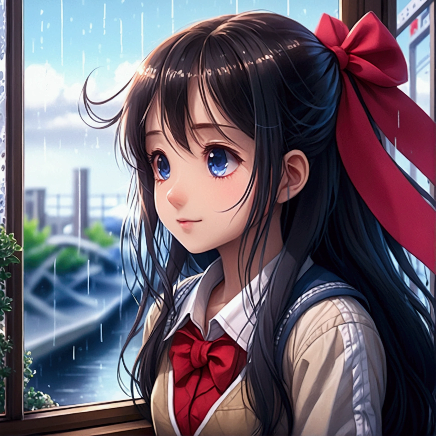create the same girl as the model but looking at the moon