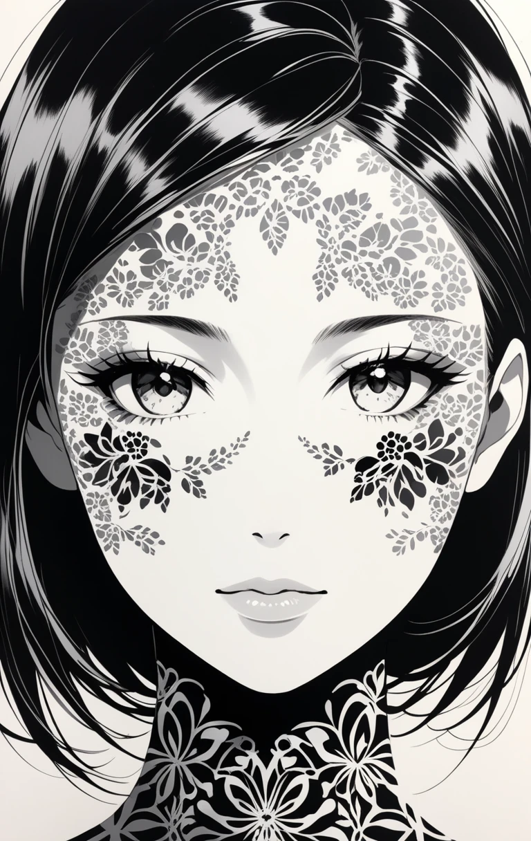 1girl,Elegant,Portrait Photogram,detailed gorgeous face,facial imprint,