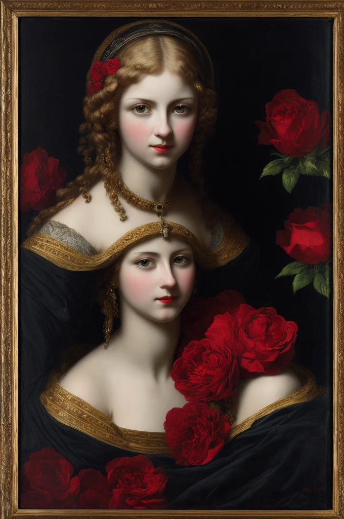 ((Best Quality)), ((masterpiece)) A black skull with a lot of red roses covering everything