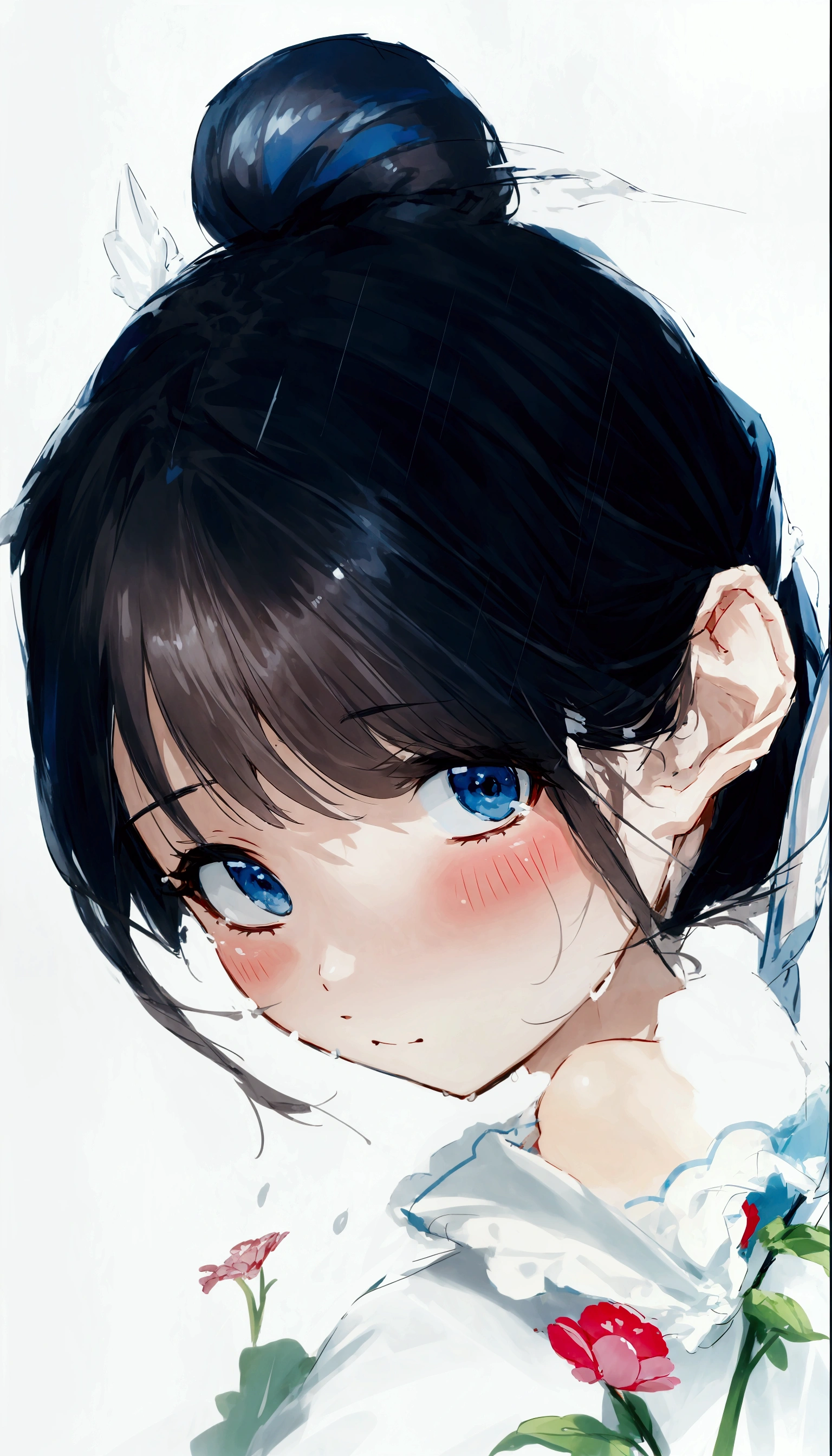 scenery、sketch、A delicate touch、blue sky、rain、Vibrant colors