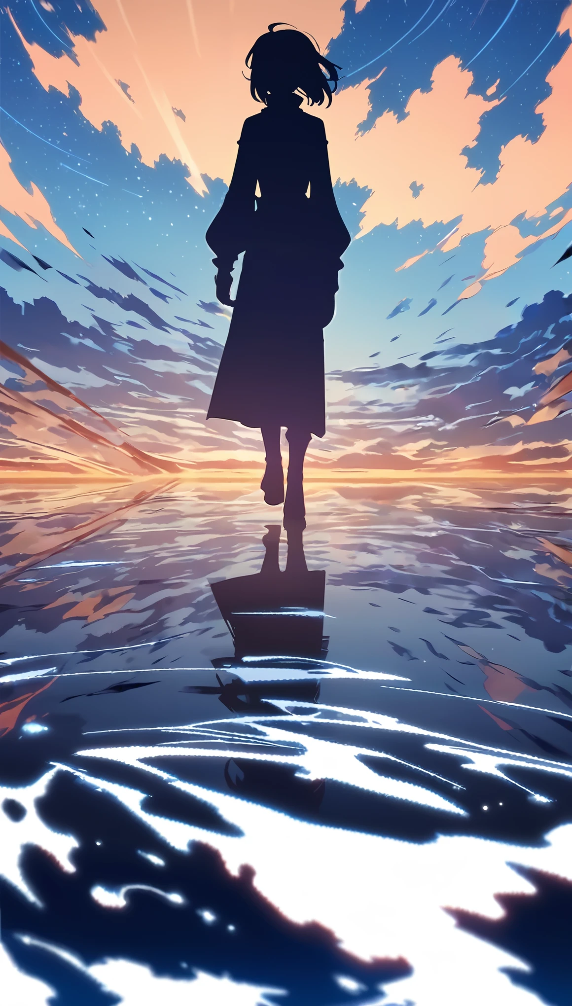 high resolution、4K、 silhouette、Marvel Comics、American comic book style、Overall blue atmosphere、Cartoon-style drawing、Single image、Facing