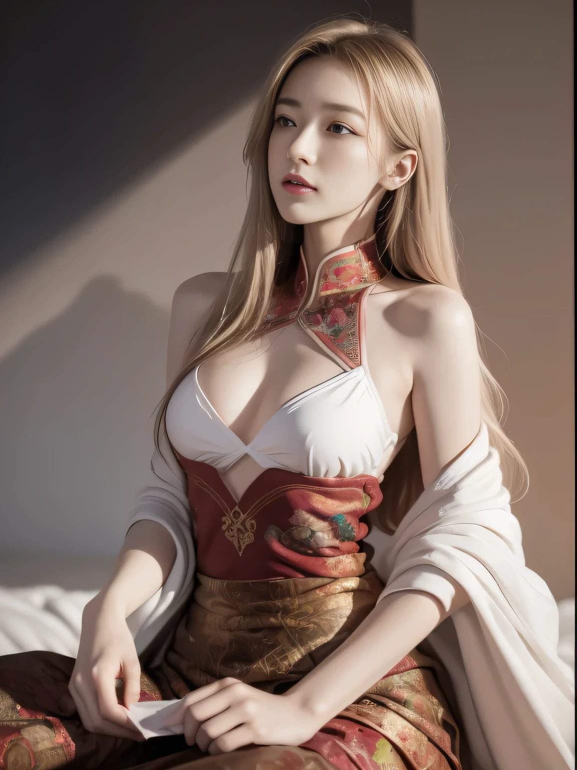 Official Art, Unity 8K wallpaper, Extremely detailed, beautiful and aesthetic, masterpiece, best quality, (zendispute, Mandala, dispute, endispute), (Fractal Art:1.3) , 1 Girl, Extremely detailed, Dynamic Angle, Cowboy shooting, The most beautiful form of chaos, elegant, Barbarian design, Vibrant colors, , author:James Jean, Robbie Devi Antonio, Ross Chen, French Bacon, It was cold, Adrian Genius, Petra Corrette, Gerhard Richter, Takato Yamamoto, Ashley Wood, atmosphere, The ecstasy of notes, The flowing notes are clearly visible