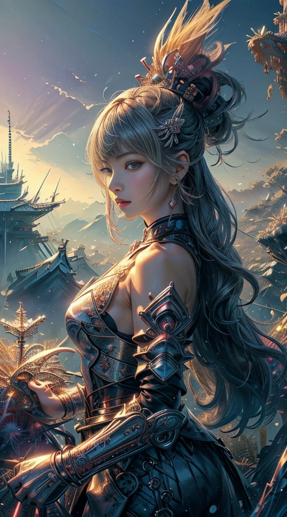 (​masterpiece、top-quality、top-quality、Official Art、Beautifully Aesthetic:1.2)、samurai girl full armor and weapon (1girl in)、ighly detailed、(Fractal Art:1.3)、colourfull、highestdetailed、Fantastical、Fantasia