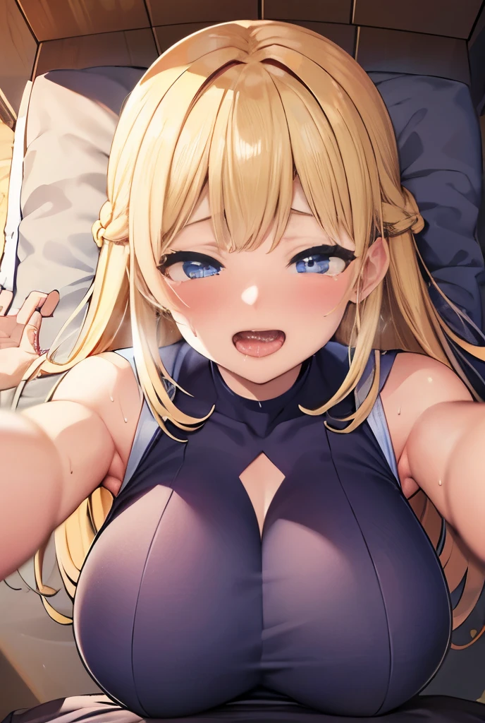 nsfw:1.2,prison,blonde,Braid,blue eyes,Big Breasts,blush,Sweat,Sloppy face,light purple leotard,Super High Leg Cut,barefoot,Face down,Lying down,Sticking out tongue,saliva,looks happy,tickle,joy,shy,tears,Ahegao:1.5,Overflowing Sex Fluids、((vagina、SEX、1 Strong Man))、Large penis insertion、Dynamic pose、Roll one's eyes、Nipple protrusionissionary position, spread legs:1.5, legs up:1.2))、bangs、((Lying on your back:1.5))、Hair pulling:1.2、Hair being grabbed:1.5、Saliva:1.5