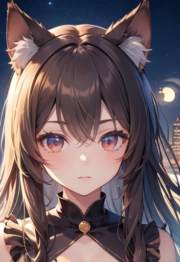 beautiful_lake,beautiful_moon,beautiful_sky,beautiful_night,moonlight,starlight,stary_sky,perfect_quality,perfect_anatomy,deep_fog,firefly,perfect_body,masterpiece,onepiece_dress,INUGAMI_KORONE,brown_dog_ears,brown_hair,brown_eyes,brown_dog_tail,1_beautiful_girl,cute_face,beautiful,best_quality,good_anatomy