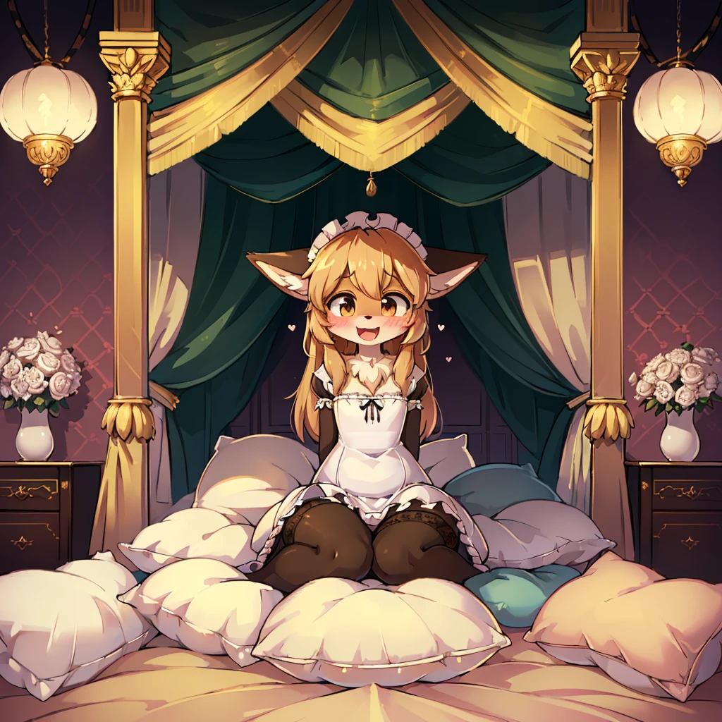 (masterpiece,best quality),mine, The Beast, , (Light and shadow suitable for any Pillow background)), Cute girl in maid costume posing on Pillow, Maid costume,White,nature,, (blush),a smile,Pillow,(Lots of Pillow),Soft cushion,(canopy bed),(Pillow),Lots of Pillow,(Friction in the crotch),((Pillow Hump)),(A tail),,(Pink Pillow),(Around the protagonist),steam,(Pillow),(Luxury Pillow),(Palace Pillow Pattern Pillow),(palace),(Palace bedroom),(Gorgeous Pattern Pillow),Soft Pillow,,(Classical European style bedroom ),(excited,shy person,Lack of expressiveness,),pillow hump,Fox Girl,(Deluxe Rococo Canopy King Bed),Luxurious curtains with ornate ruffles and ribbons hang around the large bed.,((((The bed is piled with many Pillows)))),Quilt details,Detailed bed linen,Ruffled Bed Skirt,Deep Bed,Background with depth,((Pillow in detail)), ((((A Lot of Pillow)))),,,Detailed Soft Pillow,,((女孩正躺在许多Soft Pillow上,There are many Pillows around)),、 Long nightgown with ruffles and ribbons、In a huge, Large canopy bed、Soft sheets and quilts、Colorful soft Pillow、Lots of Ruffled Pillows and Ruffled Bed Skirts、Soft toned bed、Ruffled curtains around the bed.。Delicate face,(Gorgeous pattern pillow),Soft pillows,,(Classical European style bedroom ),(excited,Opened his mouth,,shy person,,),ifox girl,Lace pantyhose,