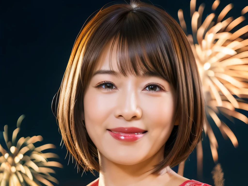 神秘的なFireworks displayを背景に浴衣姿の60 years old日staffwomanのワイドショット: Rainbow fireworks Upper Body 60 years old Wrinkles on the face Straight Hair Straight hair Bright brown hair Very straight hair Tidy short hair staff woman Has bangs Very straight hair Neat short hair Brown Hair Straight-haired hair Straight Hair Brown Hair Beautiful hair, shiny hair Japan Fireworks display short hair The background is fireworks Fireworks at night Beautiful fireworks as a background ( The light from the fireworks makes your hair look beautiful :1.2)( sharpen ), (Purelos Face_v1:0.7), (8k, Highest quality), Unconscious, Open Eyes, High resolution, original, (Flat Color:0.9),(masterpiece:1,2), Highest quality, masterpiece, High resolution, original Viewer's point of view, alone, Portrait, Mature Woman Body Set, A slight smile, While staring at this,Natural Wrinkles, Wrinkles around the eyes, surreal, Natural Skin, Natural Hair Color, Bright red lips Fireworks display: 1.5, unity 8k wallpaper: 1.3, High accuracy: 1.1. Stylish snapshots, yukata: 1.1, Fireworks display: 1.1.