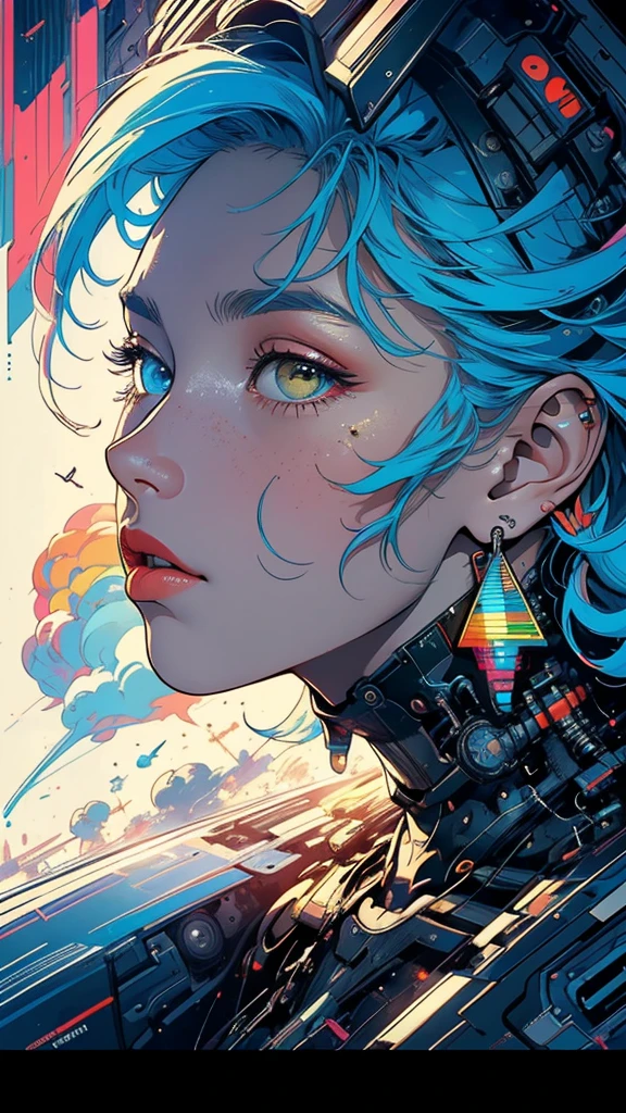 (((masterpiece, highest quality))),(((solo:1.2))),(((1girl:1.2))),32k wallpaper, very detailed, poster, vintage science fiction,(((((geometric cinematic movie poster))))), ((bauhaus)),(shape),(((abstract))),(mid century modern),movie poster,(((((portfolio))))),(((((Close-up))))),(((((bust up))))),((((more various angle)))),(((highlight))),Vast landscape,((((heterochromia)))),(((complete. detailed face))),(((Extremely talented))),(((most complecated machine))),(Colorful color scheme)